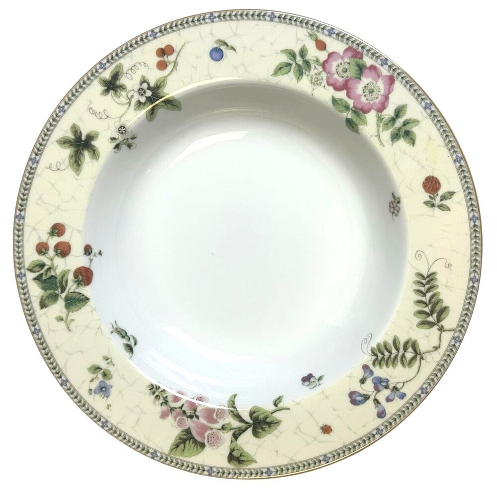 Wedgwood Vintage 1997 "Fleur" 9" Large Rim Soup/Pasta Bowls-Excellent-Set of 6